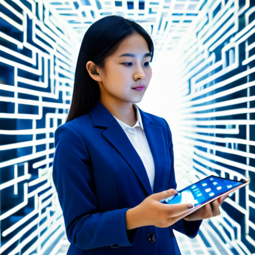 A Vietnamese young professional, fully clothed in a modest business casual outfit, stands calmly amidst a swirling, luminous digital maze, symbolic of information overload. She is holding a glowing, transparent filter in her well-formed hands, through which she sifts streams of digital data, appearing composed and focused. The background is a vibrant, abstract digital landscape with subtle, glowing lines and indistinct social media icons, representing the complexity of online information. The lighting is soft and ethereal, highlighting her discerning posture. Professional photography, high detail, sharp focus, perfect anatomy, correct proportions, natural pose, proper finger count, natural body proportions, safe for work, appropriate content, family-friendly, fully clothed, professional.