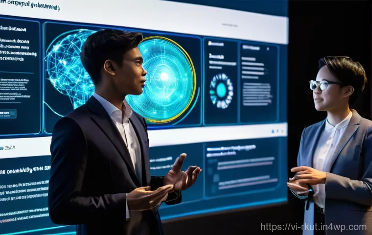 비판적 사고로 소셜 미디어 활용하기 - **Prompt:** A focused, empowering image of a diverse group of three young adults (early to mid-20s, ...