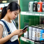 Home 19 비판적 소비자가 되기 위한 첫걸음 - A detailed scene of a Vietnamese consumer carefully reading product information on a smartphone scre...